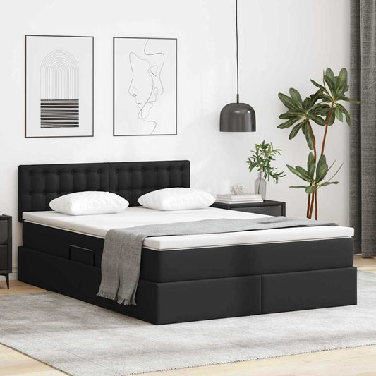 Letto con contenitore e materasso Nero 140 x 190 cm | homemem39