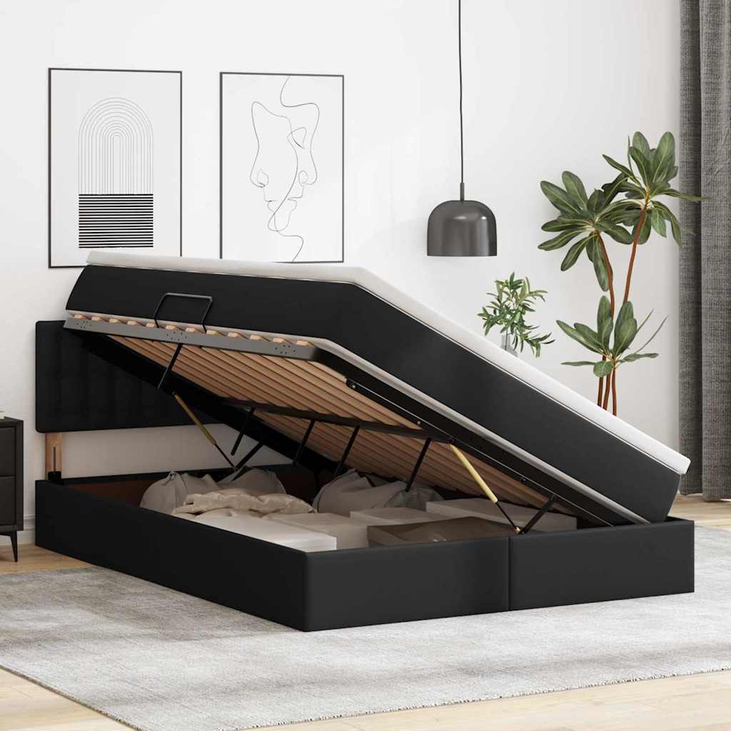 Letto con contenitore e materasso Nero 140 x 190 cm | homemem39