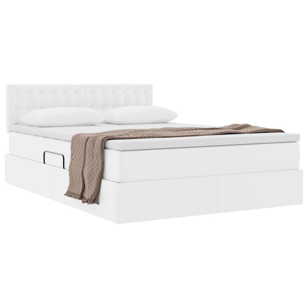 Letto con contenitore e materasso Bianco Puro 140 x 190 cm | homemem39