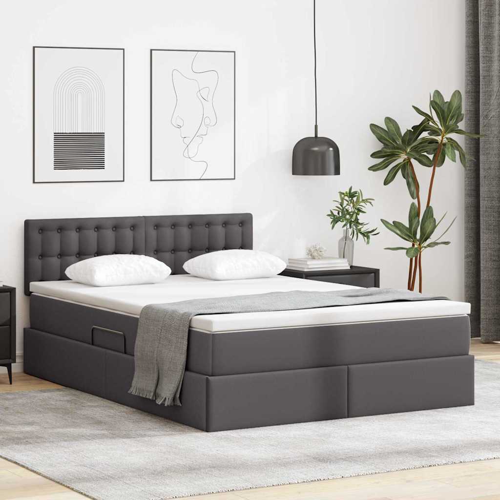 Letto con contenitore e materasso Grigio 140 x 190 cm | homemem39