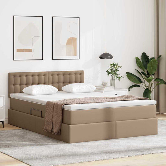 Letto con contenitore e materasso Cappuccino 140 x 190 cm | homemem39
