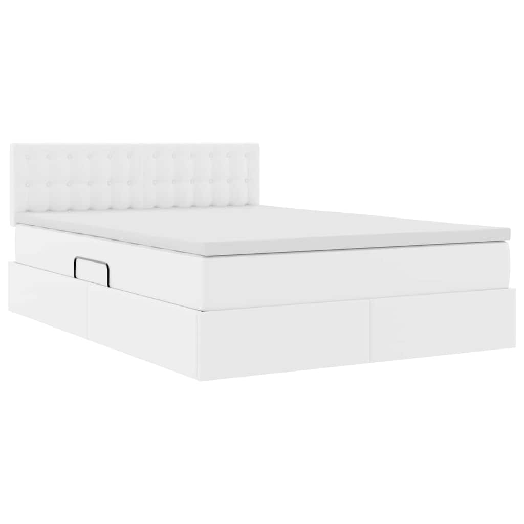 Letto con contenitore e materasso Bianco Puro 140 x 200 cm | homemem39