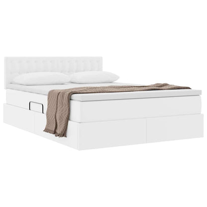 Letto con contenitore e materasso Bianco Puro 140 x 200 cm | homemem39