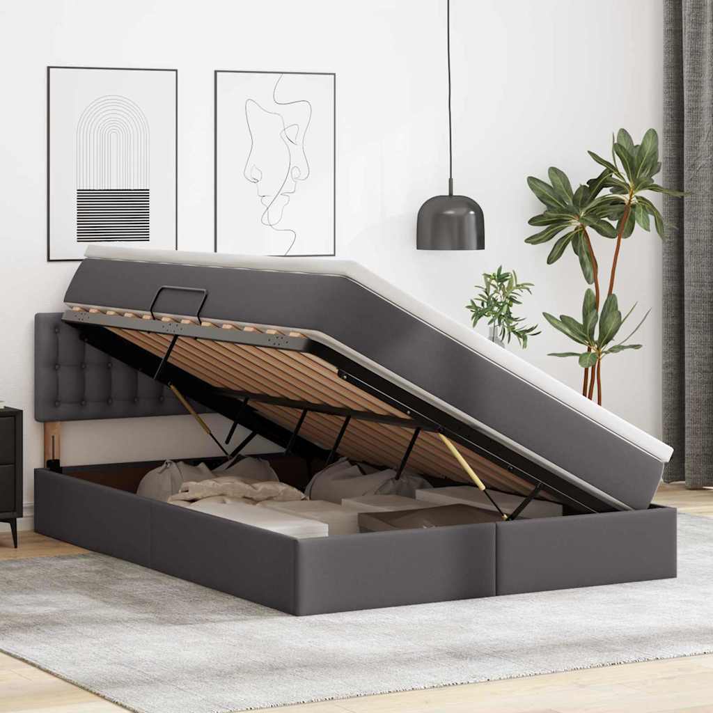 Letto con contenitore e materasso Grigio 140 x 200 cm | homemem39