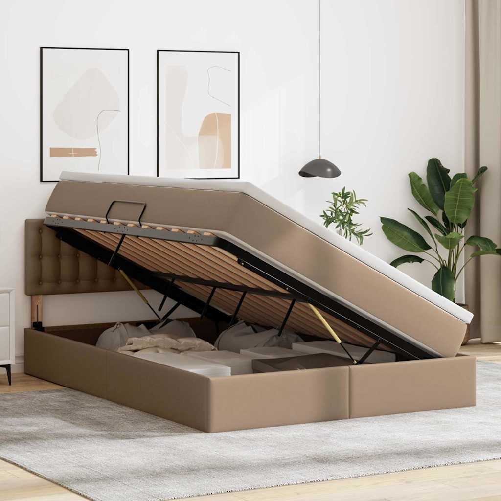 Letto con contenitore e materasso Cappuccino 140 x 200 cm | homemem39