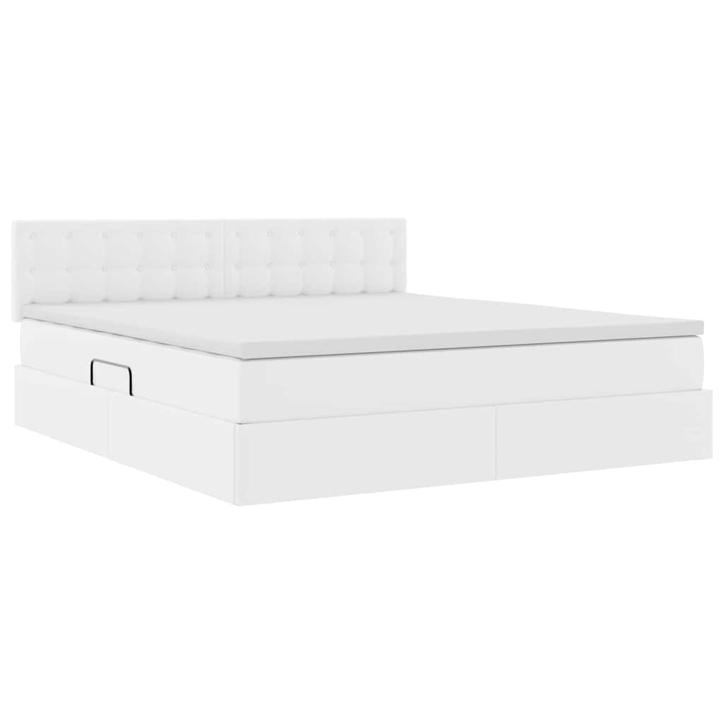 Letto con Contenitore Bianco Puro 160 x 200 cm Pelle Sintetica