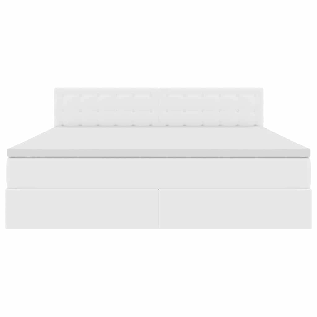 Letto con Contenitore Bianco Puro 160 x 200 cm Pelle Sintetica