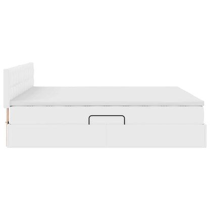Letto con Contenitore Bianco Puro 160 x 200 cm Pelle Sintetica