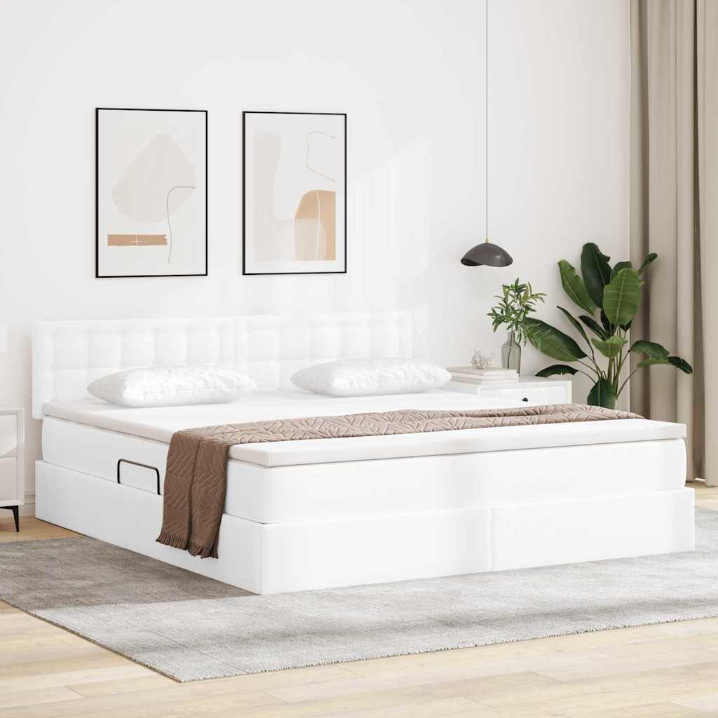 Letto con contenitore e materasso Bianco Puro 180 x 200 cm | homemem39
