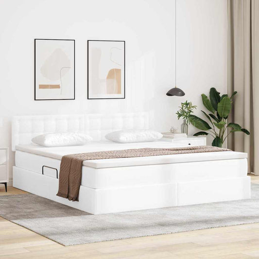 Letto con contenitore e materasso Bianco Puro 180 x 200 cm | homemem39
