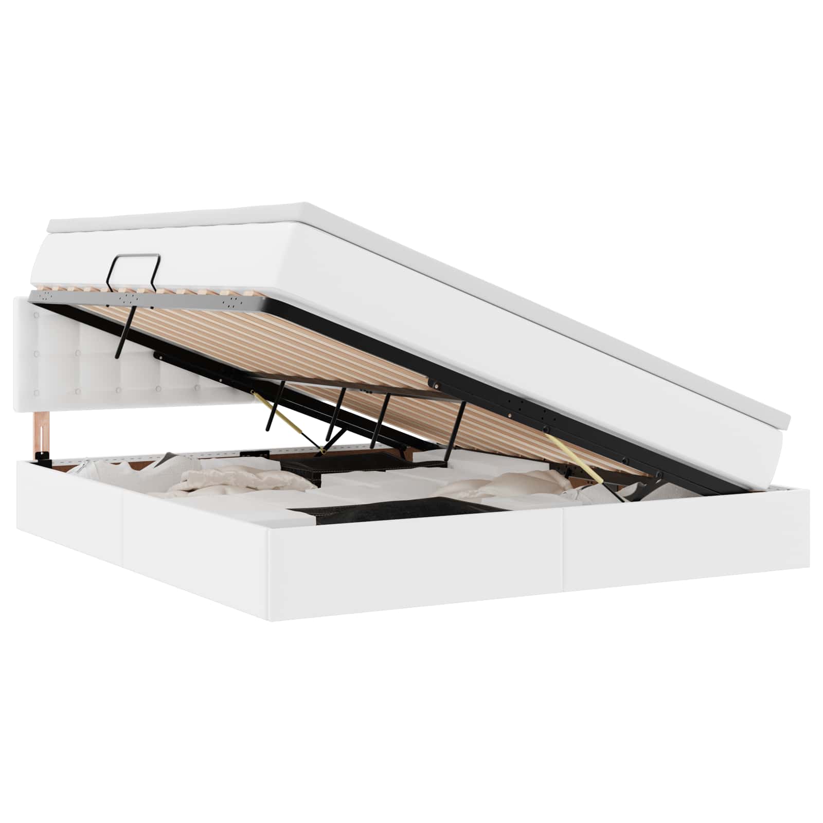 Letto con contenitore e materasso Bianco Puro 180 x 200 cm | homemem39