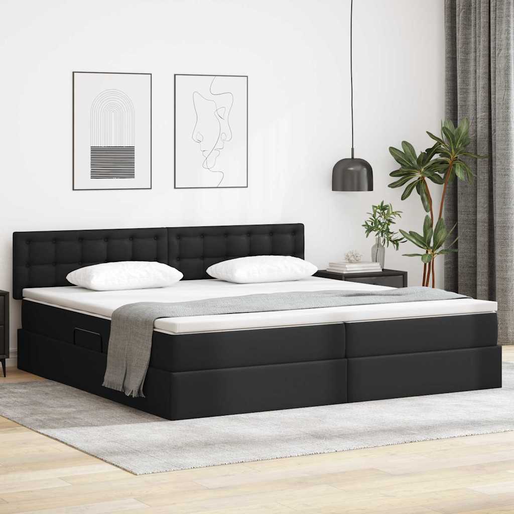 Letto con contenitore e materasso Nero 200 x 200 cm | homemem39