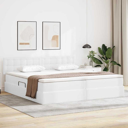 Letto con contenitore e materasso Bianco Puro 200 x 200 cm | homemem39