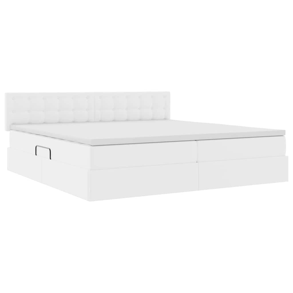Letto con contenitore e materasso Bianco Puro 200 x 200 cm | homemem39