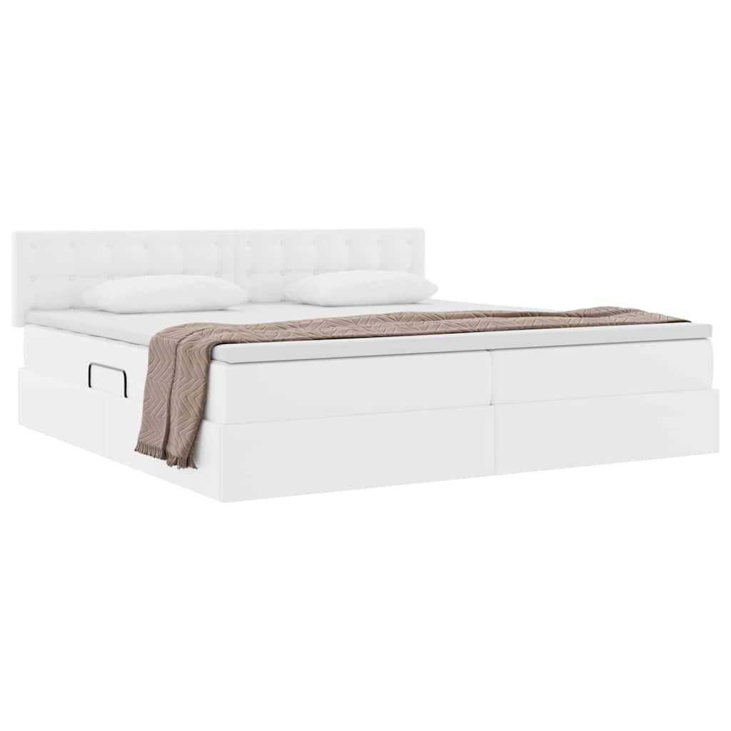 Letto con contenitore e materasso Bianco Puro 200 x 200 cm | homemem39