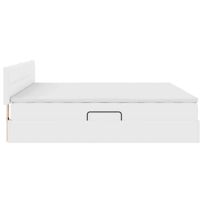 Letto con contenitore e materasso Bianco Puro 200 x 200 cm | homemem39