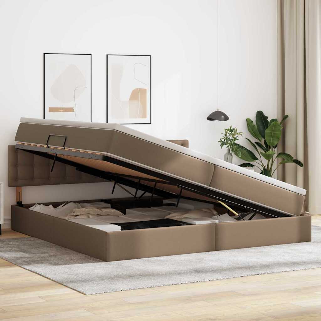 Letto con contenitore e materasso Cappuccino 200 x 200 cm | homemem39