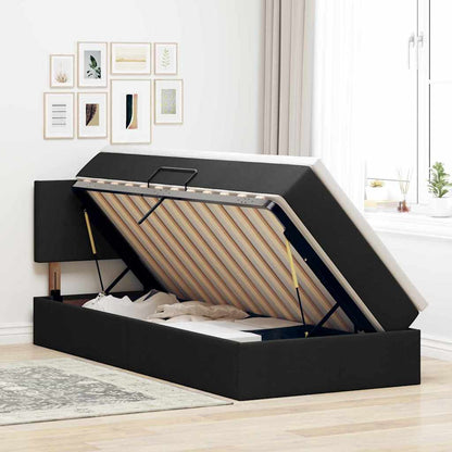 Letto con contenitore e materasso con testiera Nero 90 x 190 cm