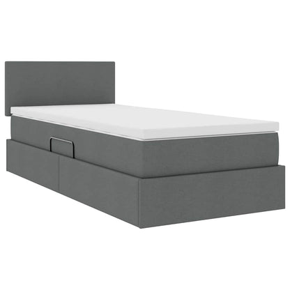 Letto con contenitore e materasso Grigio scuro 100 x 200 cm