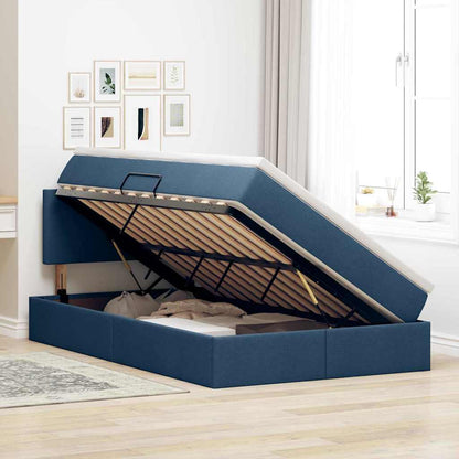 Letto con contenitore e materasso con testiera Blu 120 x 190 cm