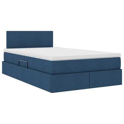 Letto con contenitore e materasso con testiera Blu 120 x 190 cm