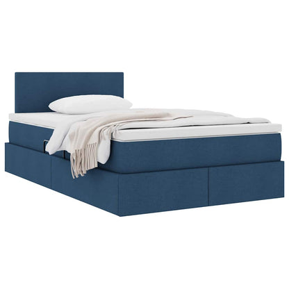 Letto con contenitore e materasso con testiera Blu 120 x 190 cm