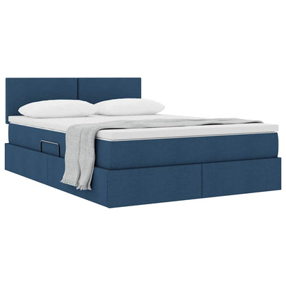 Letto con contenitore e materasso con testiera Blu 140 x 190 cm | homemem39