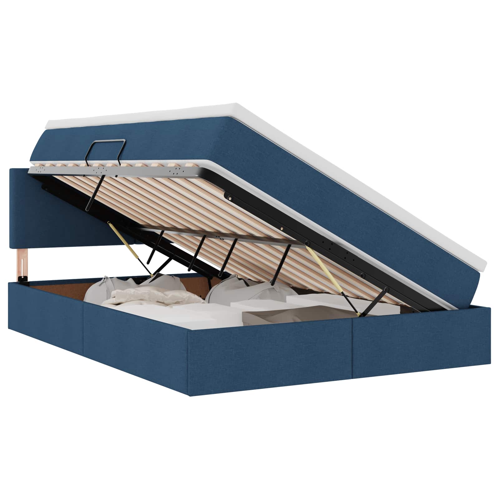 Letto con contenitore e materasso con testiera Blu 140 x 200 cm | homemem39