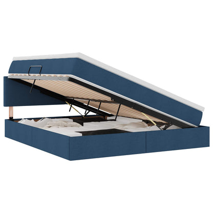 Letto con contenitore e materasso con testiera Blu 180 x 200 cm
