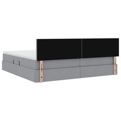 Letto con contenitore e materasso Grigio chiaro 200 x 200 cm
