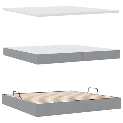 Letto con contenitore e materasso Grigio chiaro 200 x 200 cm | homemem39