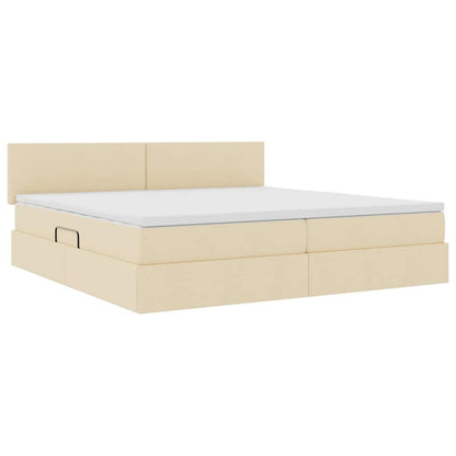 Letto con contenitore e materasso Crema 200 x 200 cm