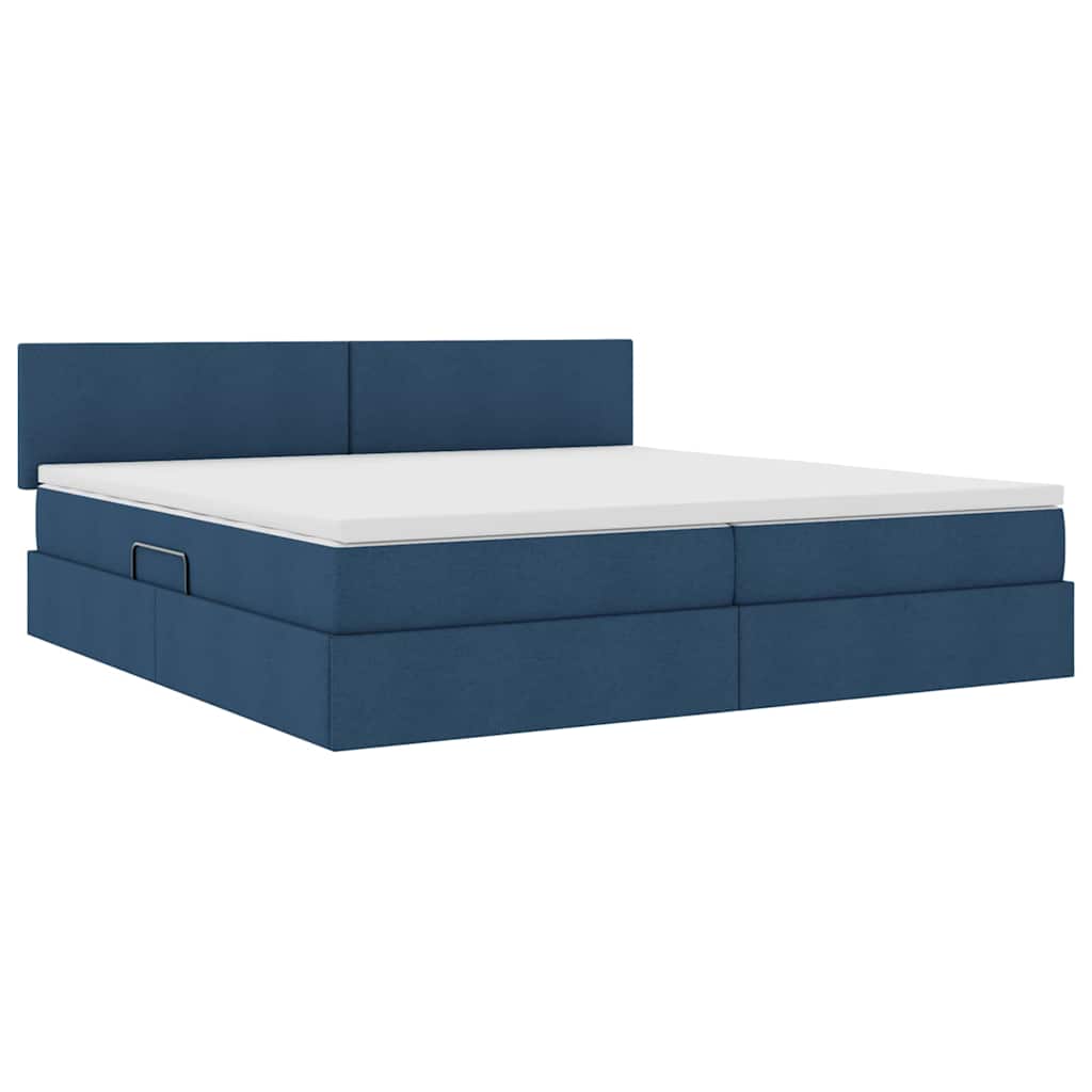 Letto con contenitore e materasso con testiera Blu 200 x 200 cm | homemem39