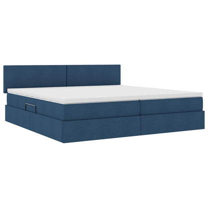 Letto con contenitore e materasso con testiera Blu 200 x 200 cm | homemem39