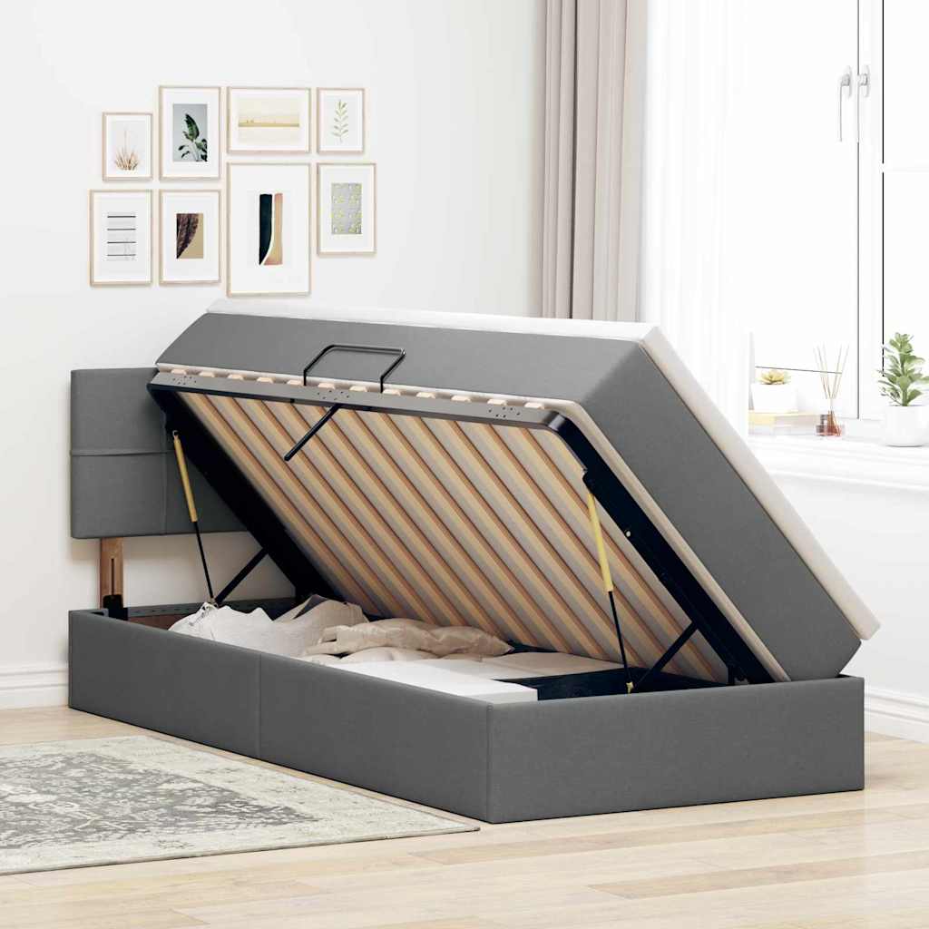 Letto con contenitore e materasso Grigio scuro 90 x 190 cm | homemem39