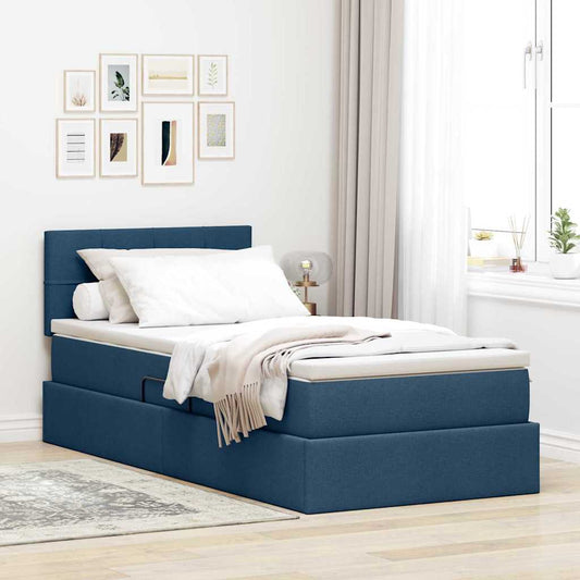 Letto con contenitore e materasso con testiera Blu 90 x 190 cm | homemem39