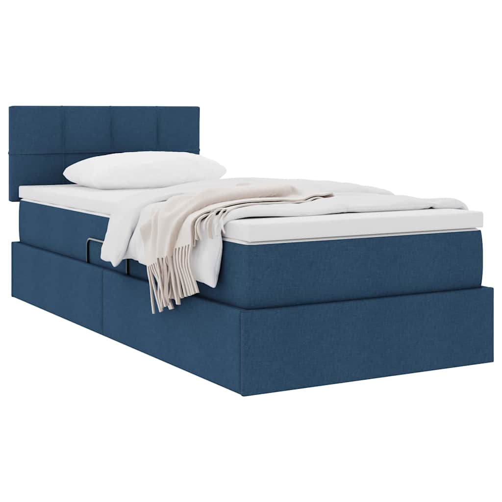 Letto con contenitore e materasso con testiera Blu 90 x 190 cm | homemem39