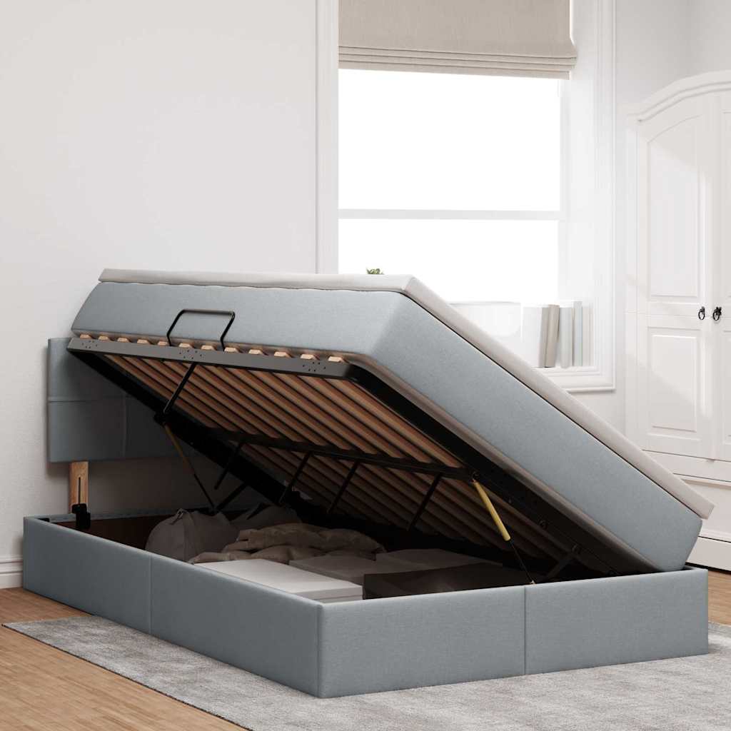 Letto con contenitore e materasso Grigio chiaro 120 x 190 cm | homemem39
