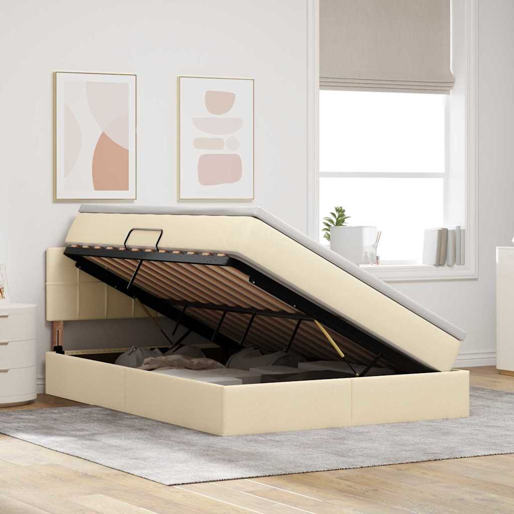 Letto con contenitore e materasso Crema 140 x 190 cm | homemem39