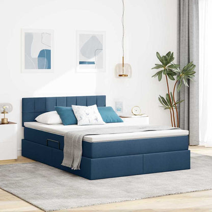 Letto con contenitore e materasso con testiera Blu 140 x 190 cm | homemem39