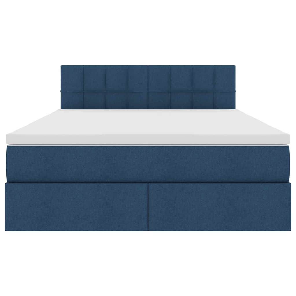 Letto con contenitore e materasso con testiera Blu 120 x 200 cm | homemem39