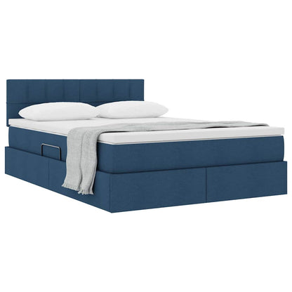 Letto con contenitore e materasso con testiera Blu 120 x 200 cm | homemem39