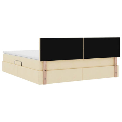 Letto con contenitore e materasso Crema 160 x 200 cm Velluto