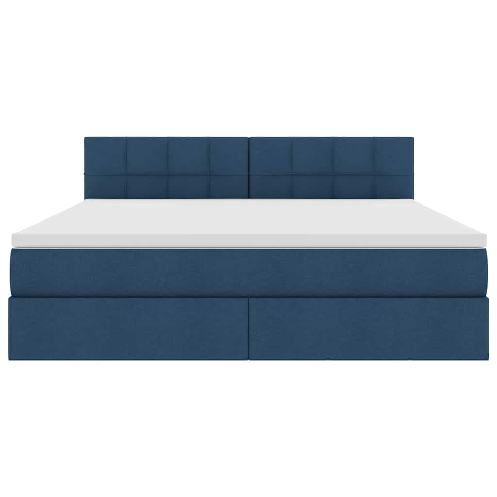 Letto con contenitore e materasso con testiera Blu 160 x 200 cm | homemem39