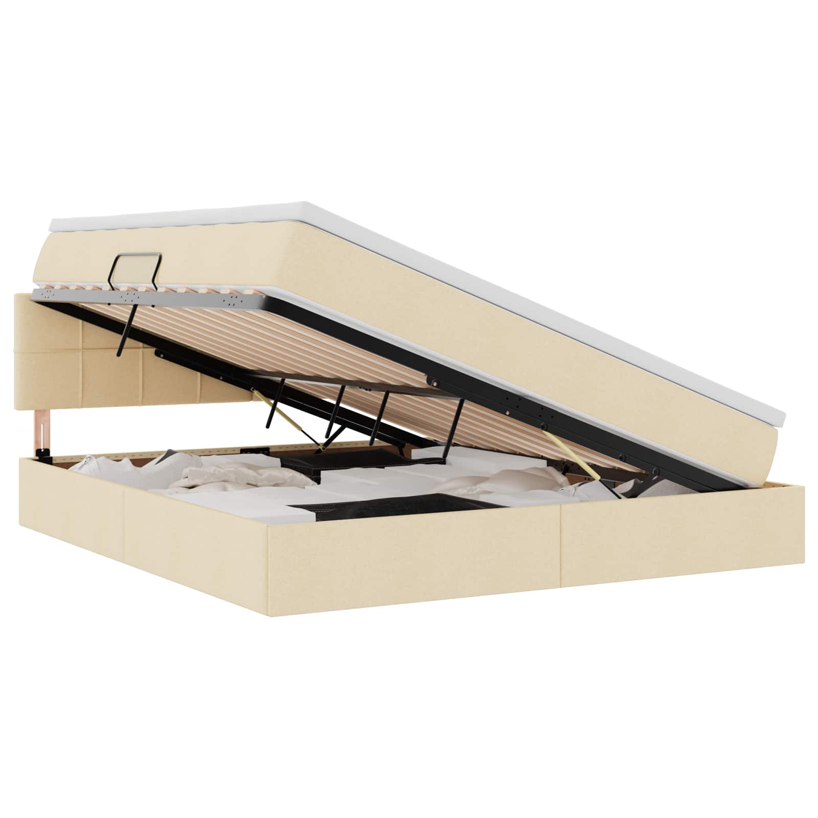 Letto con contenitore e materasso Crema 180 x 200 cm | homemem39