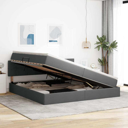 Letto con contenitore e materasso Grigio scuro 200 x 200 cm | homemem39