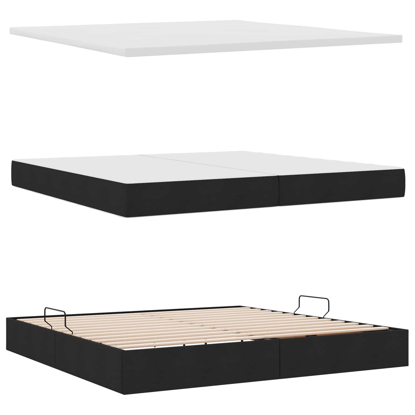 Letto con contenitore e materasso Nero 200 x 200 cm | homemem39