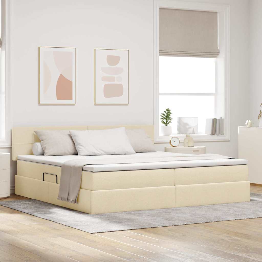 Letto con contenitore e materasso Crema 200 x 200 cm | homemem39