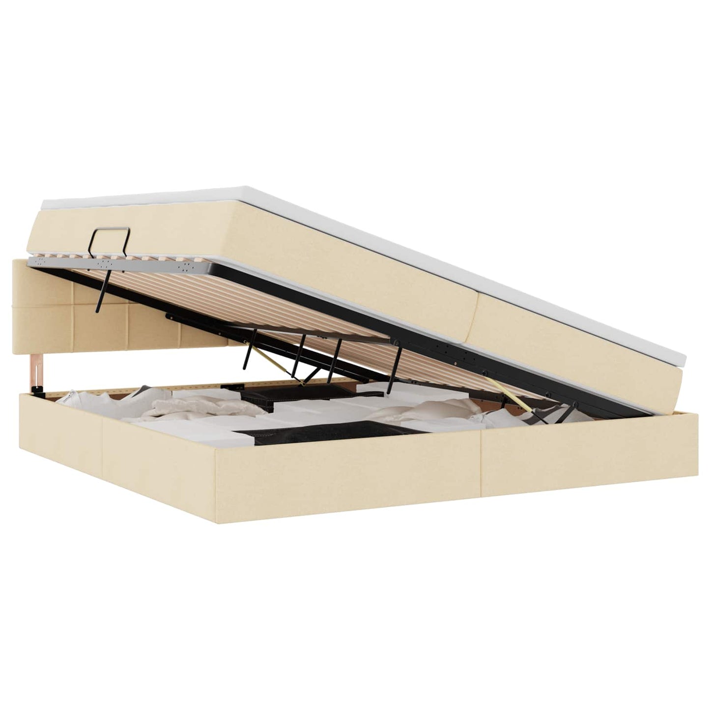 Letto con contenitore e materasso Crema 200 x 200 cm | homemem39