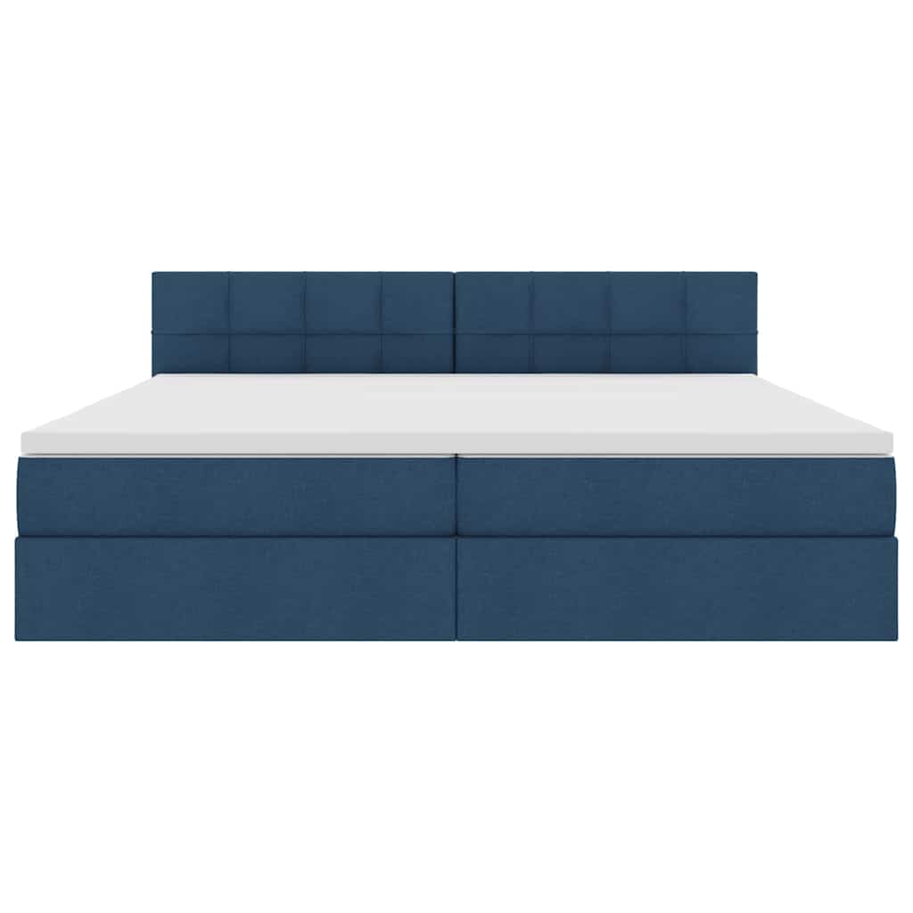 Letto con contenitore e materasso con testiera Blu 200 x 200 cm